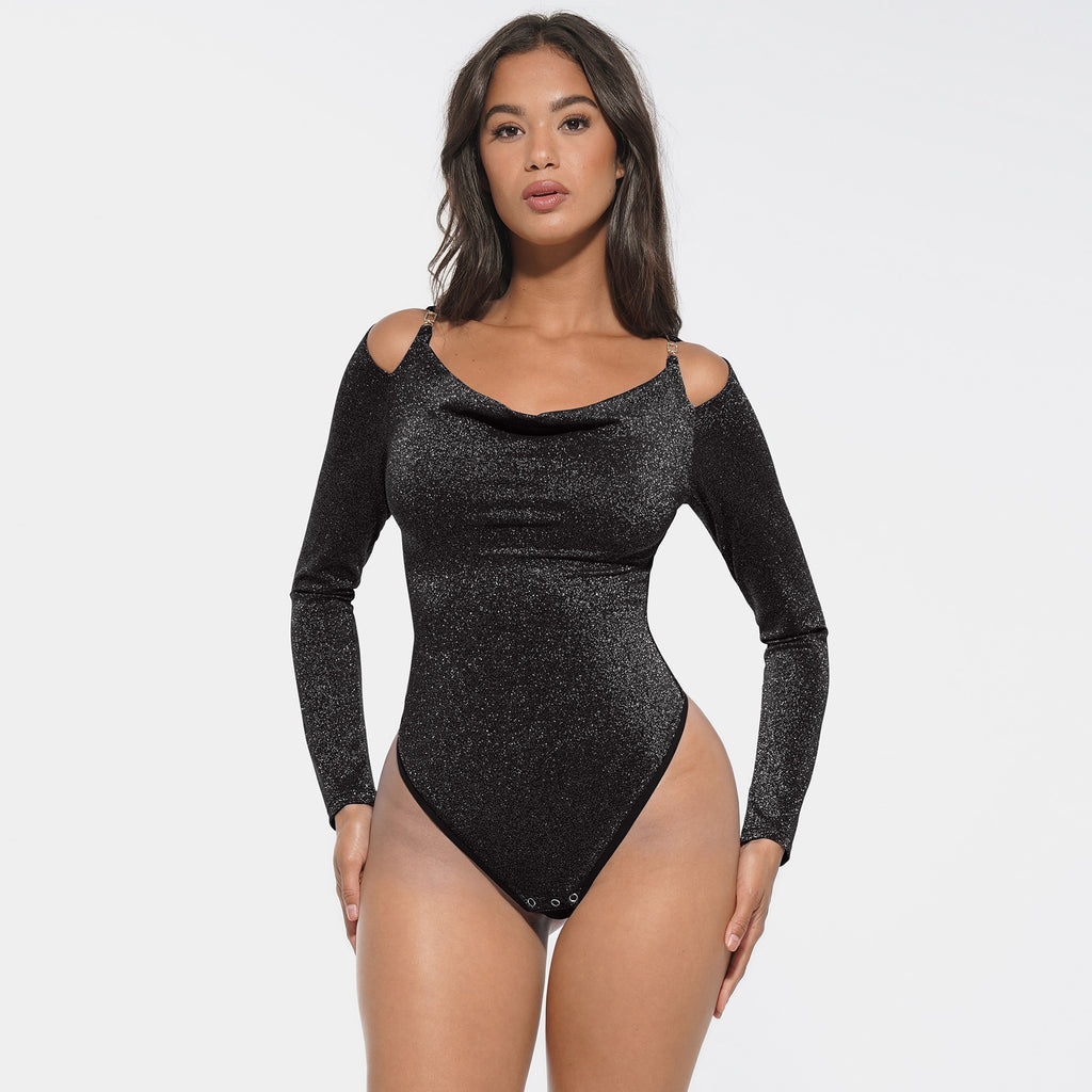 Shiny shapewear bodysuit med indbygget BH