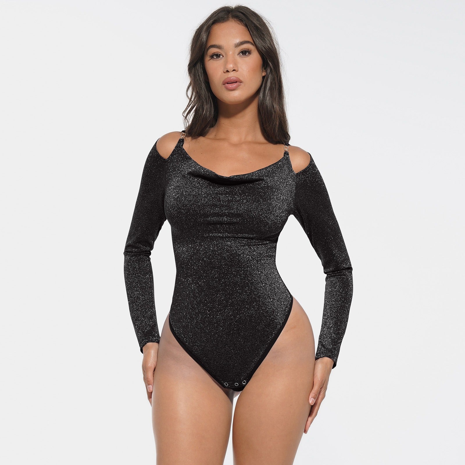 Shiny shapewear bodysuit med indbygget BH