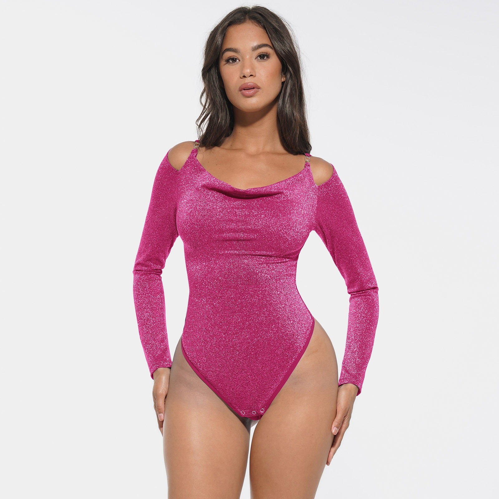Shiny shapewear bodysuit med indbygget BH