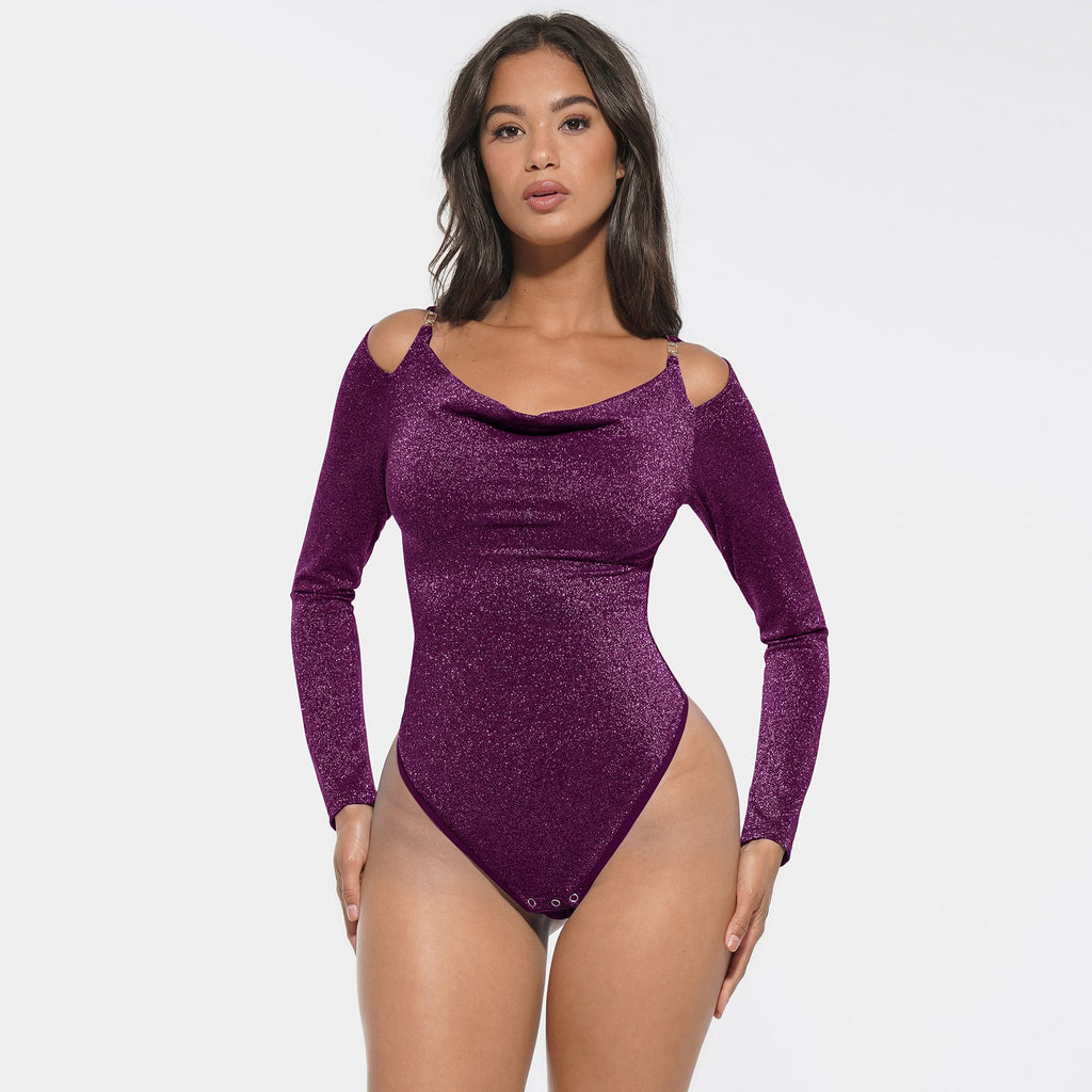Shiny shapewear bodysuit med indbygget BH
