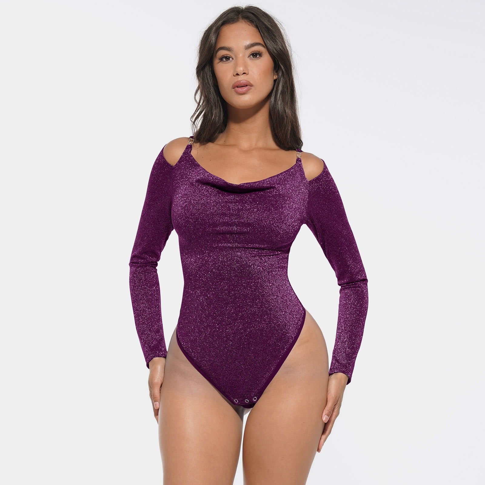 Shiny shapewear bodysuit med indbygget BH